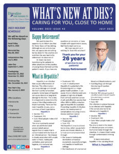July 2022 referring practice newsletter covering hepatitis and Dr. Sears' retirement